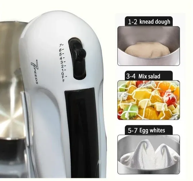 Електричний міксер Sokany SK-133 180Вт, 7 швидкостей, віночки та гаки з нержавіючої сталі, для тесту та збивання Одеса - фото 3