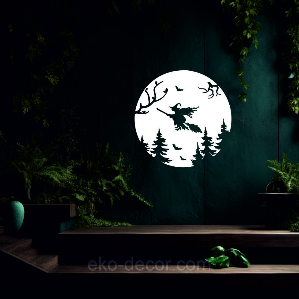Декоративное настенное Панно «Ведьма на луне», Декор на стену 70*70 см, Белый Киев - изображение 6