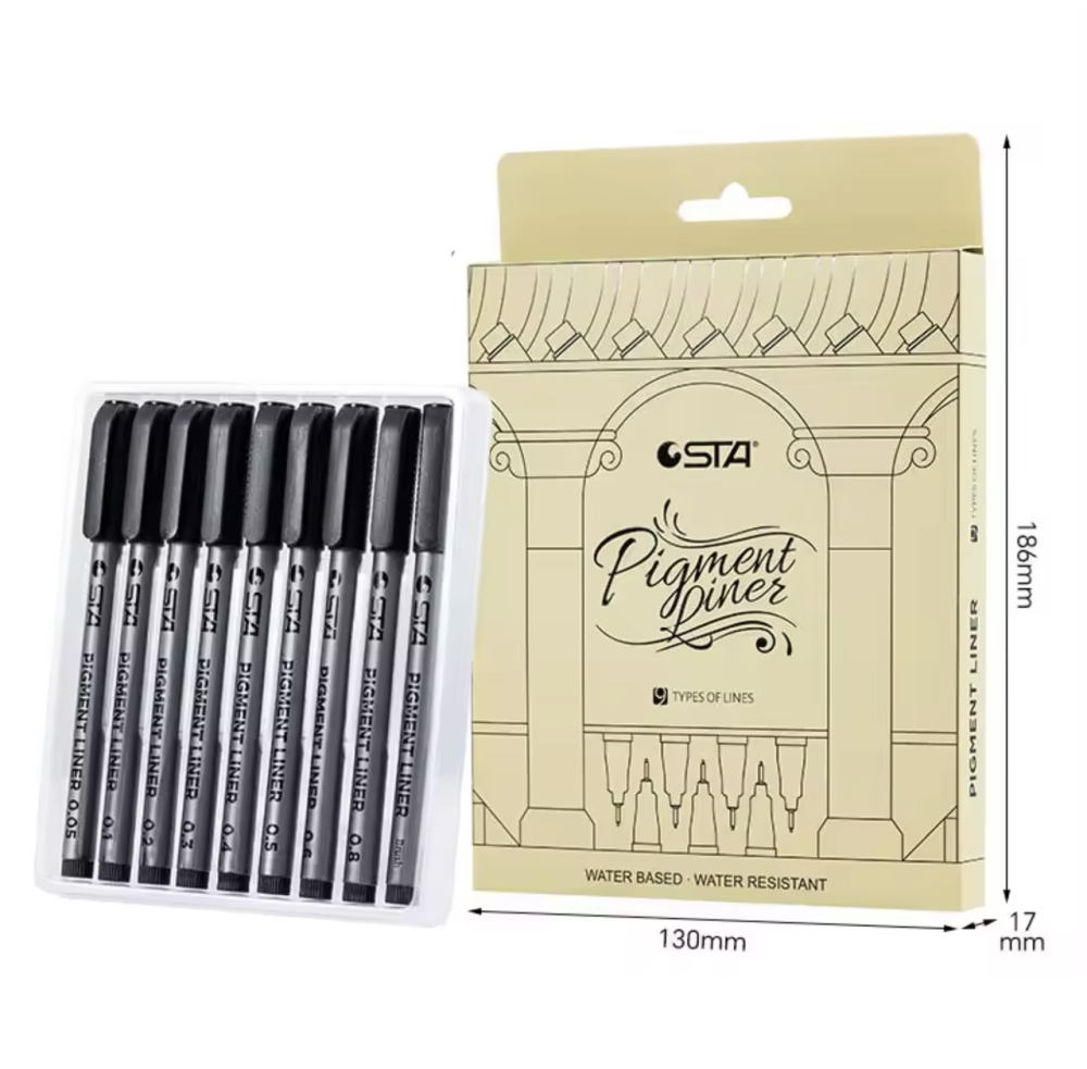 Набор линеров капилярные ручки для скетч зарисовок 9 шт черного цвета, линер, маркер для скетч Каменец-Подольский - изображение 2