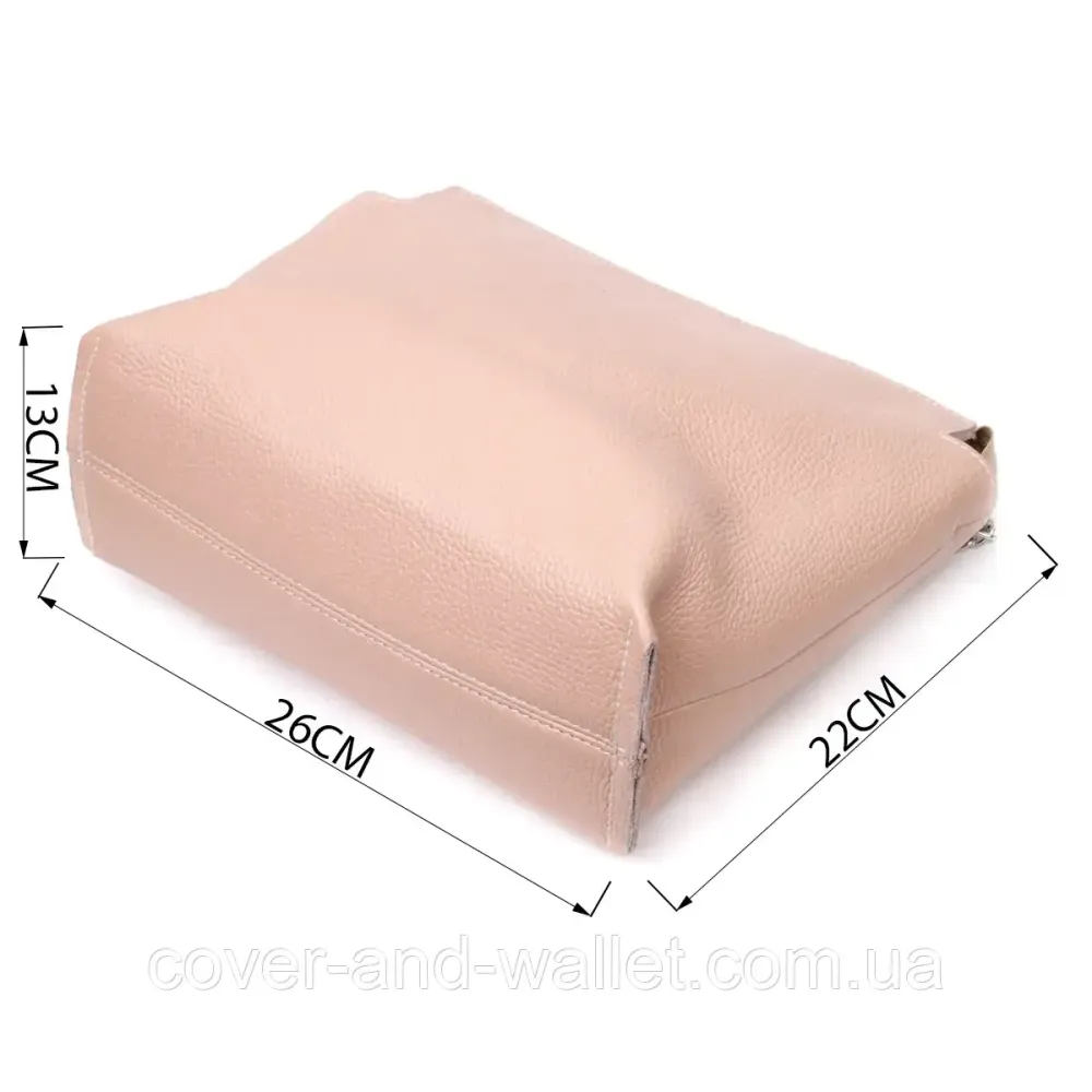 Красива жіноча сумка-трапеція з натуральної шкіри бежевого кольору Grande Pelle 746743 Київ - фото 4