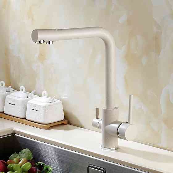 Змішувач для кухні WanFan , для гарячої і холодної води, 2 види подачі води матовий Бежевий Кам'янець-Подільський