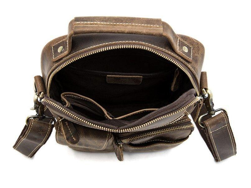 Сумка чоловіча Crazy horse Vintage 14692 Коричнева Київ - фото 7
