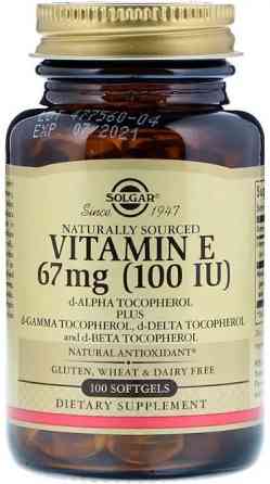 Вітамін Е Solgar, 100 МЕ, 100 гелевих капсул Київ