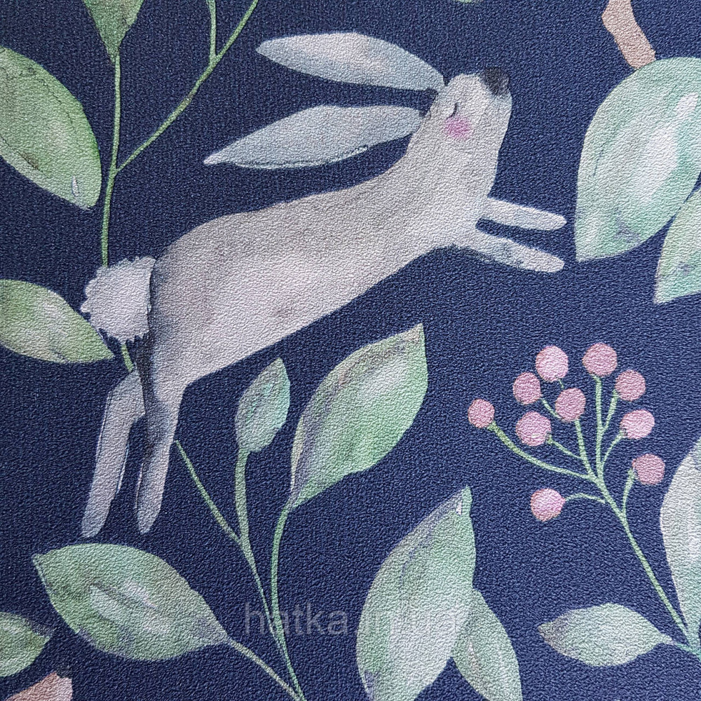 Флізелінові шпалери дитячі BN Doodleedo 0,53 х 10 м тварини олені квіти листя зелені на чорному Київ - фото 1