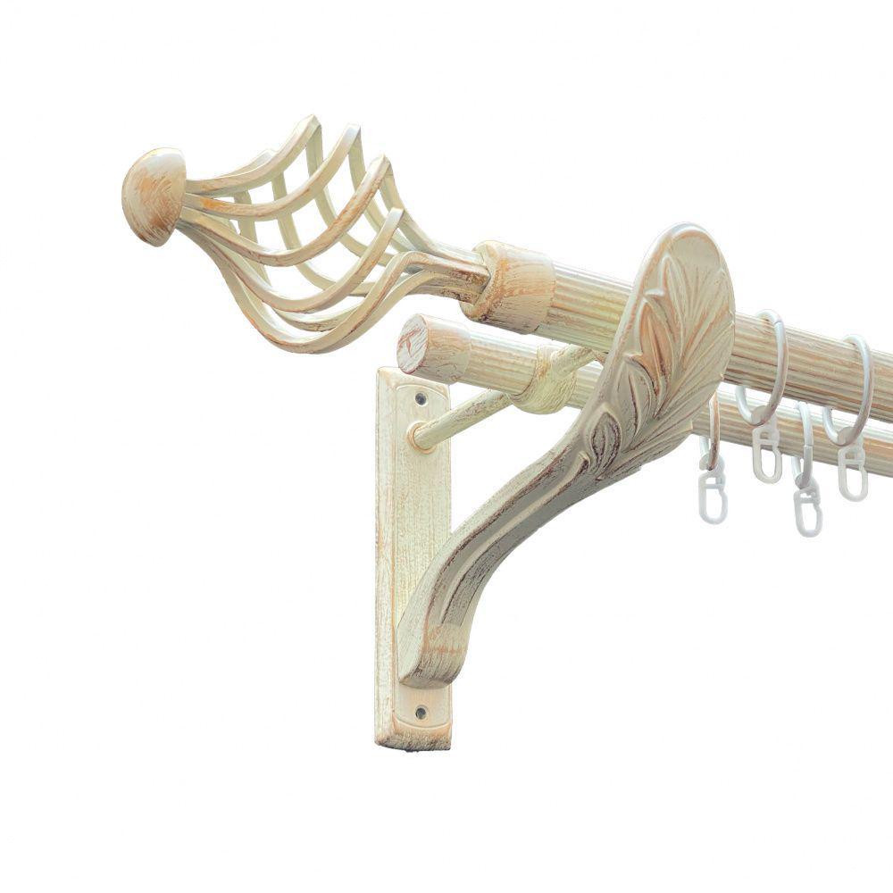 Карниз Orvit Арезо металевий дворядний ретро рифлена труба кільце металеве Біле Золото 25\19 мм 240 см Львов - изображение 1