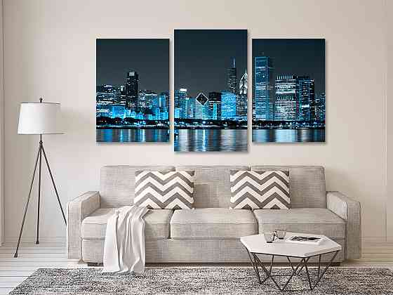 Модульная картина в гостиную / спальню  Місто в голубих  тонах   Art-741_3 Київ