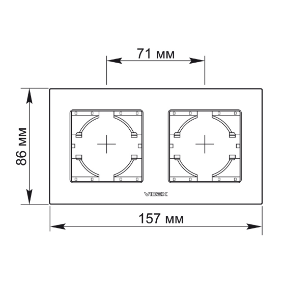 BINERA мідний алюміній Рамка горизонтальна 2-а Videx Житомир - фото 4