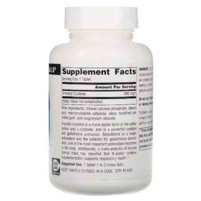 Аминокислота Source Naturals NAC (N-Ацетил-L-Цистеин), 600 мг, N-Acetyl Cysteine, 30 таблеток (SN0849) Винница