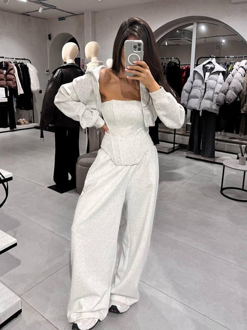 Жіночий стильний трендовий костюм-трійка петля Меланж, 46/48 Одеса - фото 3