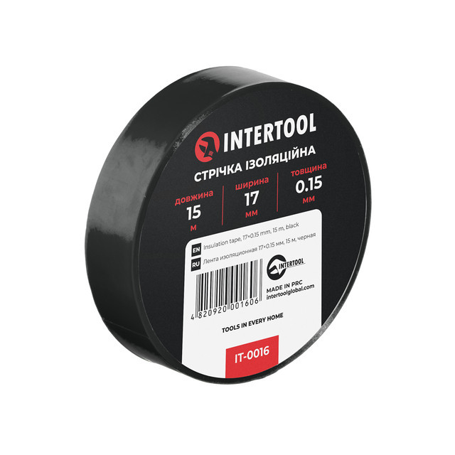 Стрічка ізоляційна 0.15mm * 17mm * 15m чорна INTERTOOL IT-0016 Киев - изображение 4