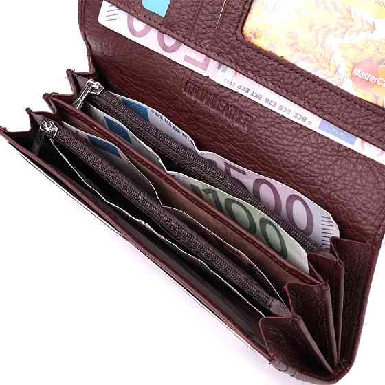 Жіночий гаманець горизонтального формату з натуральної шкіри ST Leather 22515 Бордовий Київ