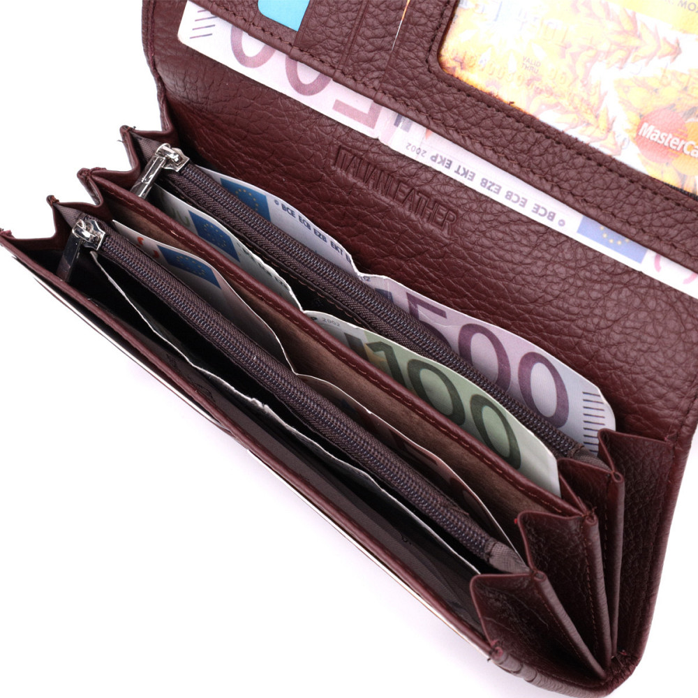 Жіночий гаманець горизонтального формату з натуральної шкіри ST Leather 22515 Бордовий Київ - фото 6