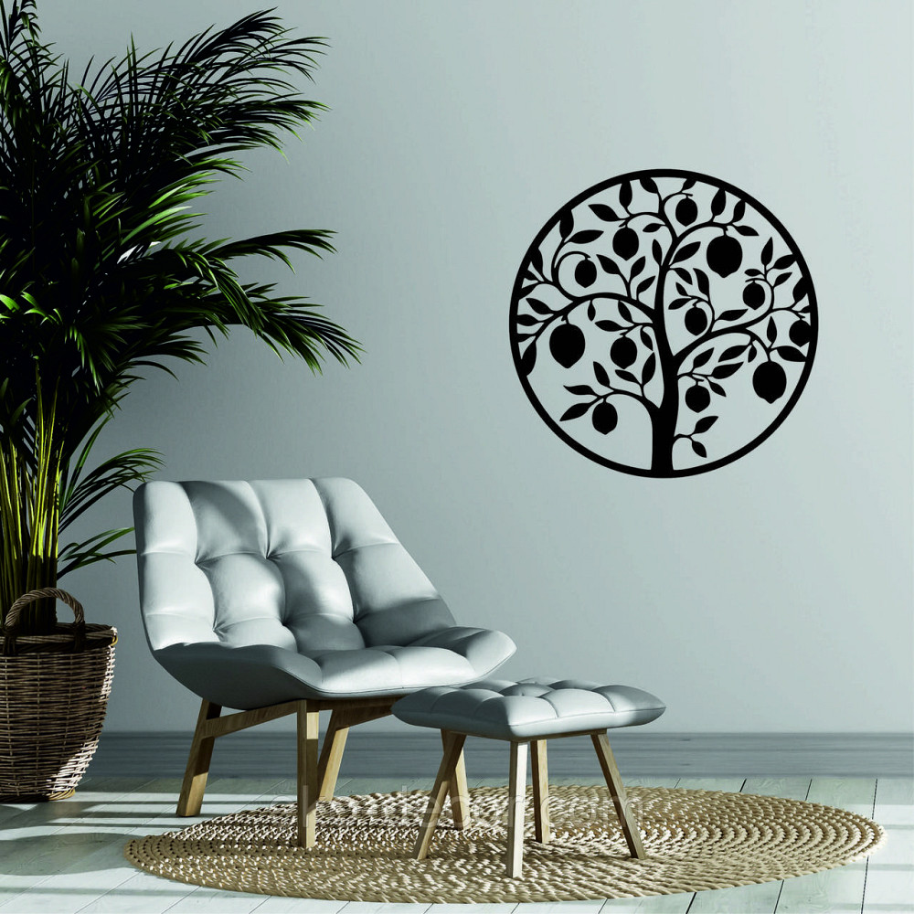 Декоративное настенное 3D Панно «Дерево в кругу» Декор на стену с объемом 90*90 см, Черный Киев - изображение 1