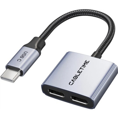 Переходник USB-C M to USB-C F Audio + USB-C F PD60W Cabletime (CA915781) Вінниця - фото 1