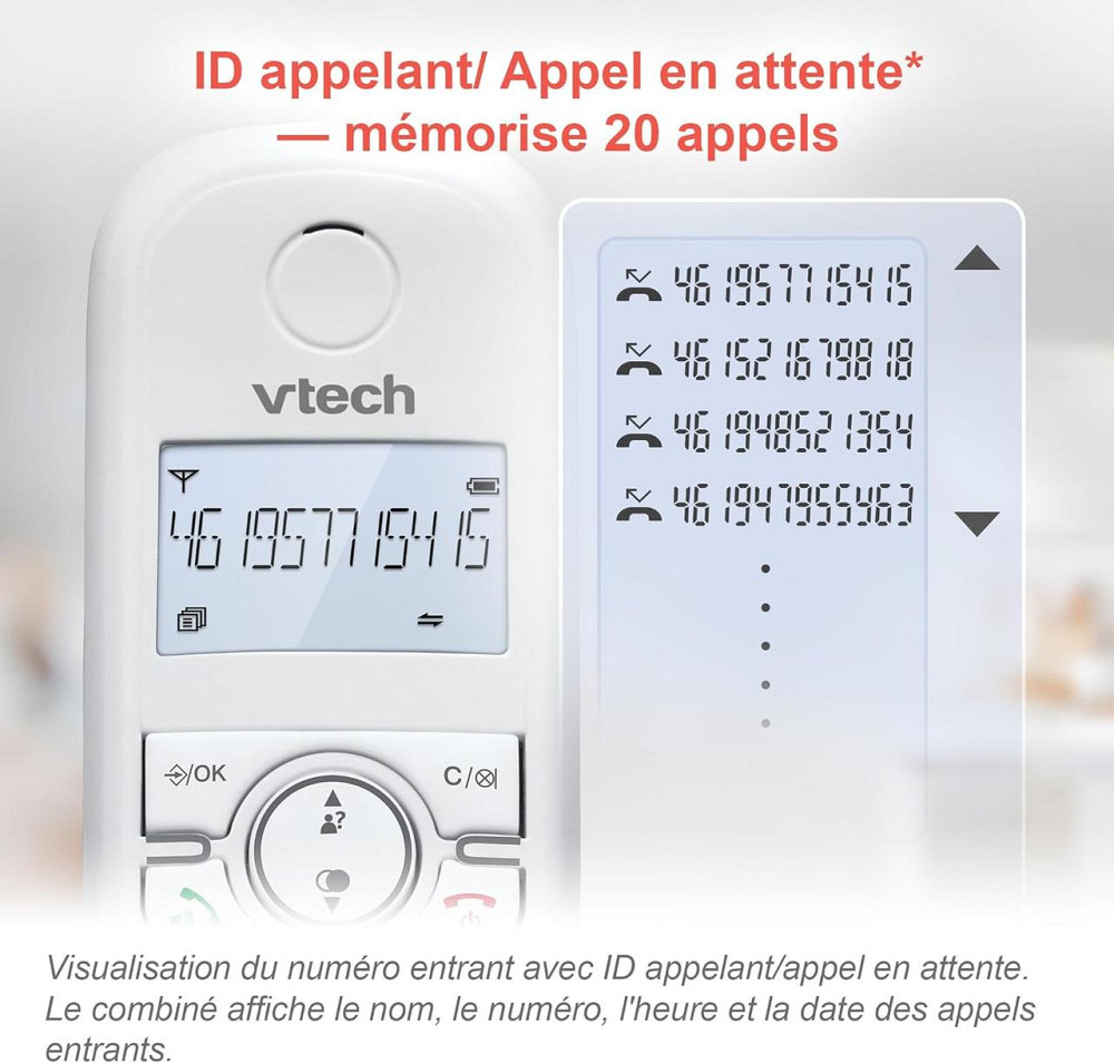 Телефон DECT VTech CS1551 білий 2 трубки з автовідповідачем 15 хв, блокування номерів, ID, гучний зв'язок, зарядка Київ - фото 2