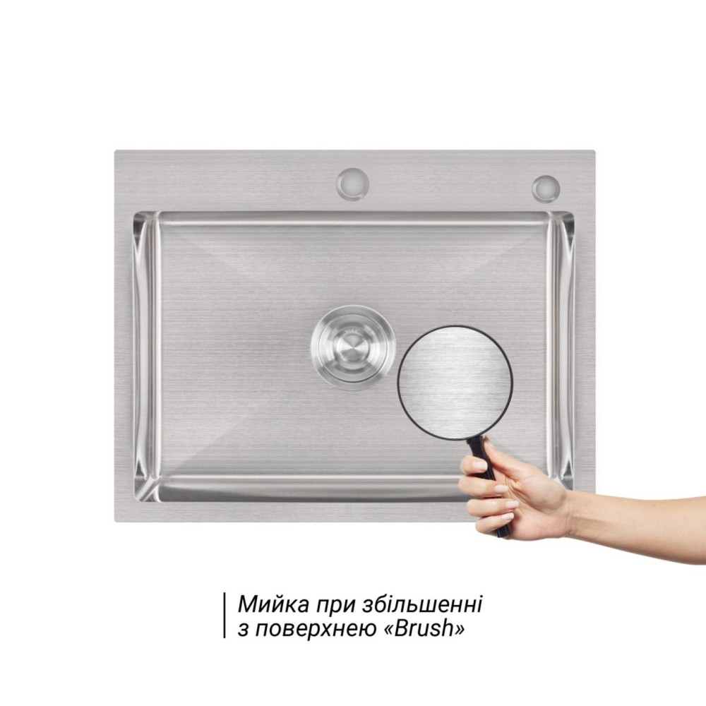 Комплект Lidz Handmade H5845 Мийка для кухні інтегрована Brushed у комплекті з дозатором + Lidz K01G Кошик для кухонної Київ - фото 5