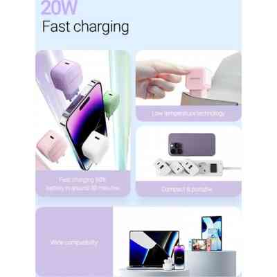 Зарядний пристрій Vention 1xUSB-C 20W PD3.0/QC3.0 Purple (FEJV0-EU) Вінниця