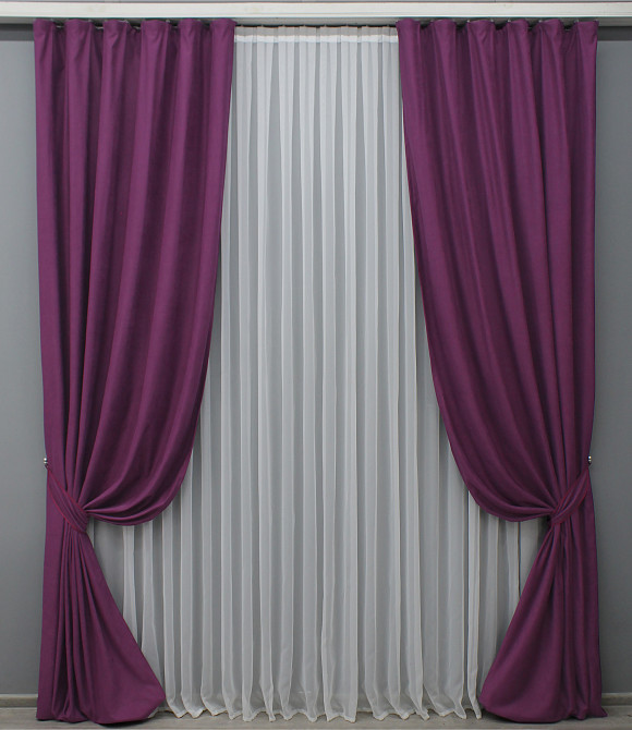 Комплект готових штор VR-Textil Нубук однотонний № 1513ш Фуксія 150х290 см 2 шт (33-0372) Київ - фото 2