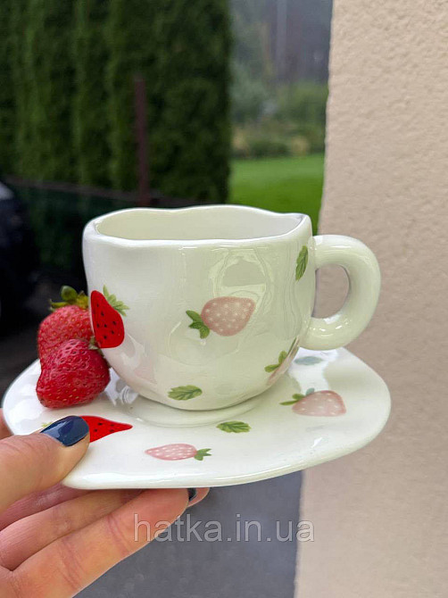 Чашка з блюдцем кераміка Olens "Суниця-полуниця" 300 мл 8030-400 Київ - фото 1