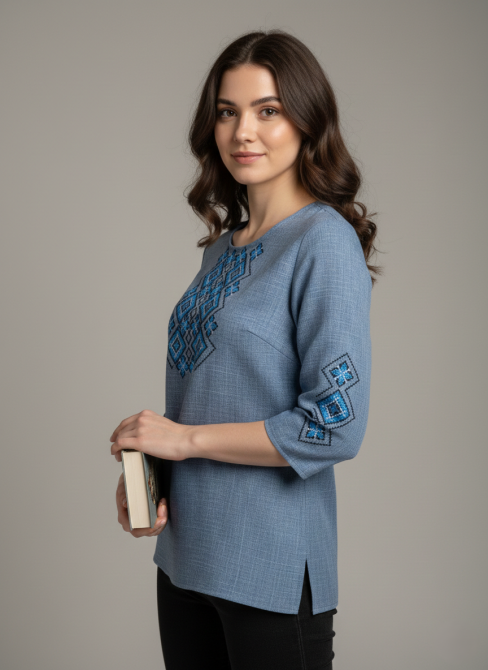 Женская вышиванка с геометрическим орнаментом. Киев - изображение 2