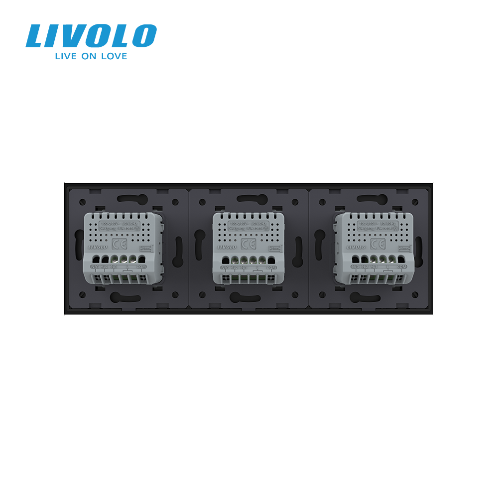 Сенсорний вимикач 4 сенсора (1-2-1) Livolo чорний скло (VL-C701/C702/C701-12) Коломыя - изображение 6