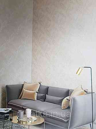 Обои виниловые на флизелине Marburg 82117 Felicita листья папоротника бежевые молочные на бежевом фоне Киев