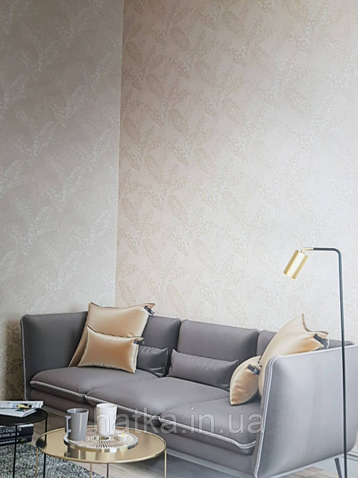 Обои виниловые на флизелине Marburg 82117 Felicita листья папоротника бежевые молочные на бежевом фоне Киев - изображение 2