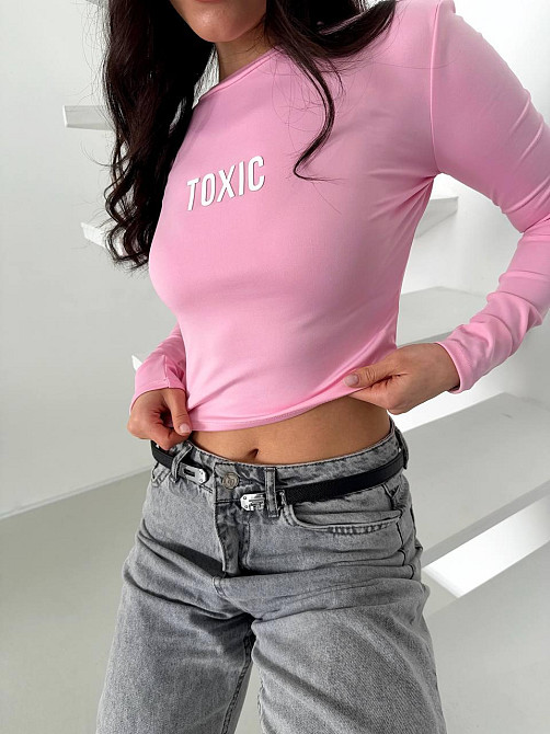 Жіночий укорочений лонгслів мікродайвінг Рожевий Одеса - фото 1