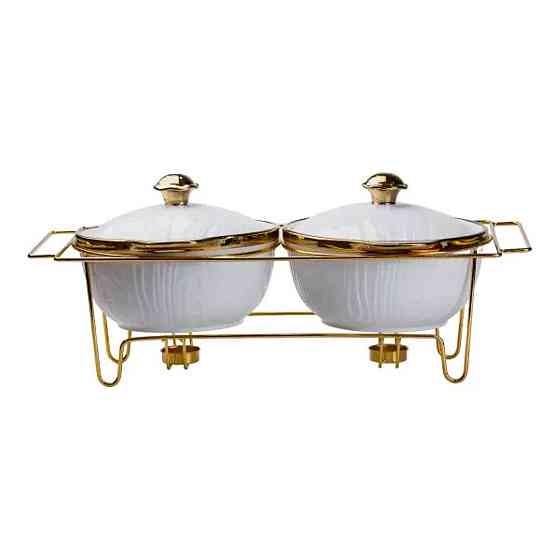 Марміт порцелянаовий на 2 секції по 1.5 л на металевій підставці 51×23×18 см HP1040 Київ