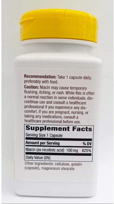 Ніацин Nature's Way Niacin, Vitamin B3, 100 mg, 100 Capsules Луцьк - фото 2