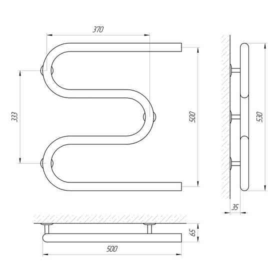 Сушарка для рушників Laris Змійовик 30 РС3 500 Х 500 1/2" Київ