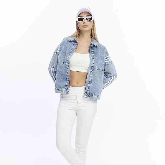 Женская джинсовая оверсайз куртка с лампасами 100% коттон Одесса