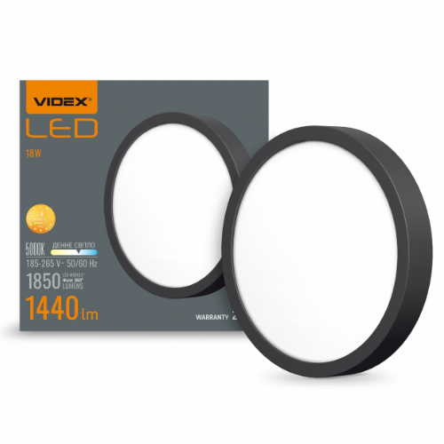 LED Світильник накладний круглий 18W 5000К 220V чорний VL-DLRS-185B Videx Житомир