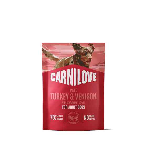 Корм вологий Carnilove Turkey & Venison with Stawberry Leaves для собак паштет індичка та оленина з листям полуниці 300 г Київ