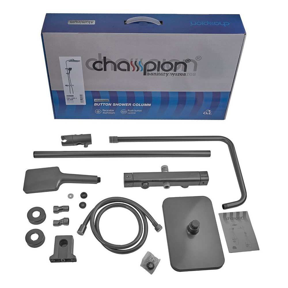 Душова колона зі змішувачем з алюмінію Champion PBC-009-J GRAPHITE, 3 режими   ( CH6548 ) 23327 Харків - фото 4