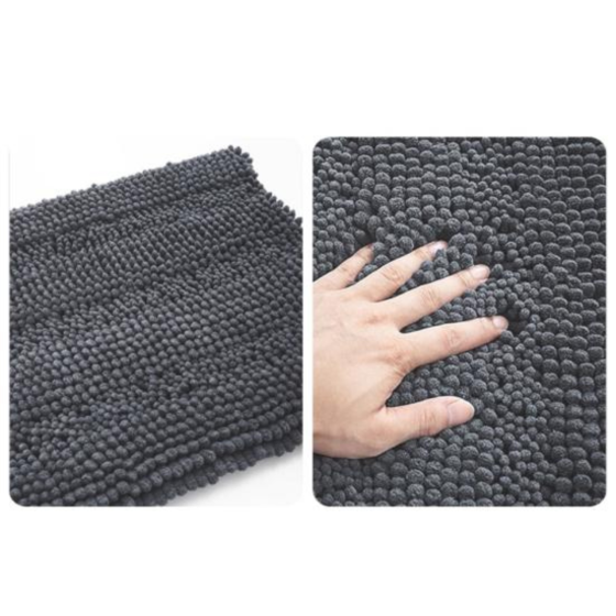 Килимок для ванної та душу м'який довгий ворс 50х80 см, шеніловий, протиковзкий, для душової та ванної кімнати, dark-grey Кам'янець-Подільський