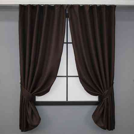 Комплект коротких штор VR-Textil Лен-блэкаут Лен Мешковина № 291ш Венге 130х170см 2 шт (35-0003) Киев