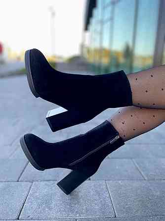 Valiente Женские ботинки VALIENTE Слава черные замша натуральная каблук 9см высота 14см (2652) Коломия