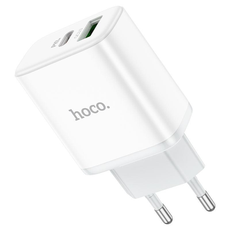 Мережевий зарядний пристрій HOCO C105A Stage dual port PD20W+QC3.0 charger White Одеса - фото 4