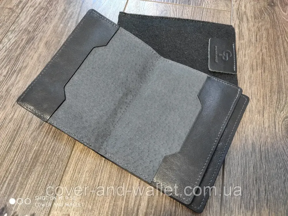 Обкладинка для документів та паспорта з гладкої італійської шкіри Grande Pelle Чорний Київ - фото 7