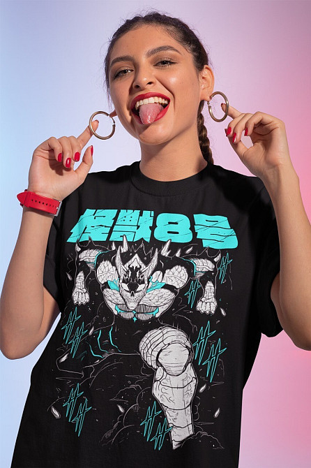 Футболка з аніме принтом Каіджу Но Міна Схіро оверсайз (S/M/L) Чорний AnimeJ0389 Дніпро - фото 2