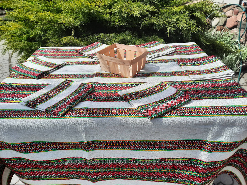 Вишита скатертина на льону з серветками Київ - фото 5