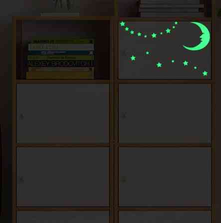 Люминесцентная наклейка Луна со звездами 10 на 10 см салатовый Киев