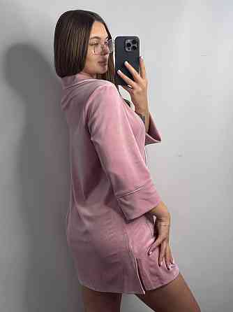 Женская рубашка-халат плюш-велюр Пудровый б/к XL-XXL Харьков