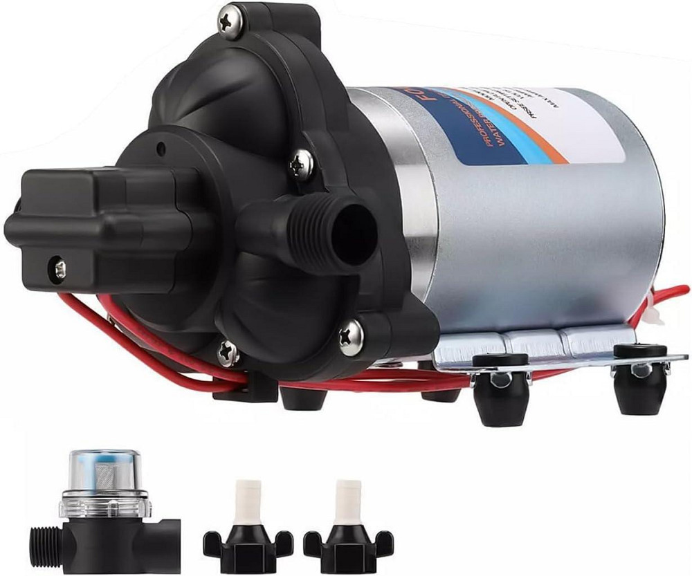 Насос водяной самоподводный мембранный, помпа с фильтром и переключателем давления для автодома сада авто Киев - изображение 1