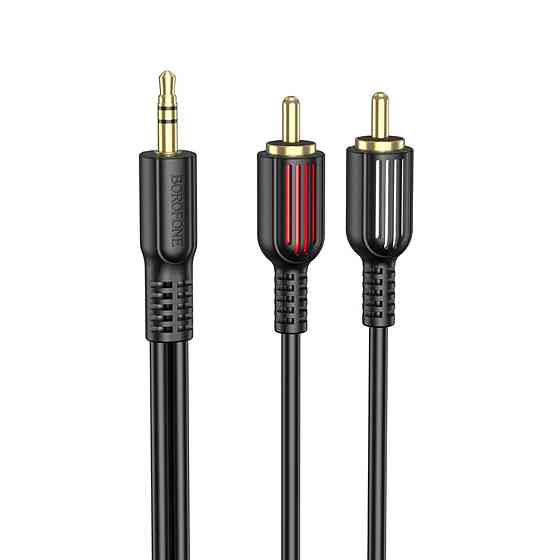 Аудіо кабель BOROFONE BL11 3.5 мм - double RCA audio cable, колір чорний BL11B Одеса