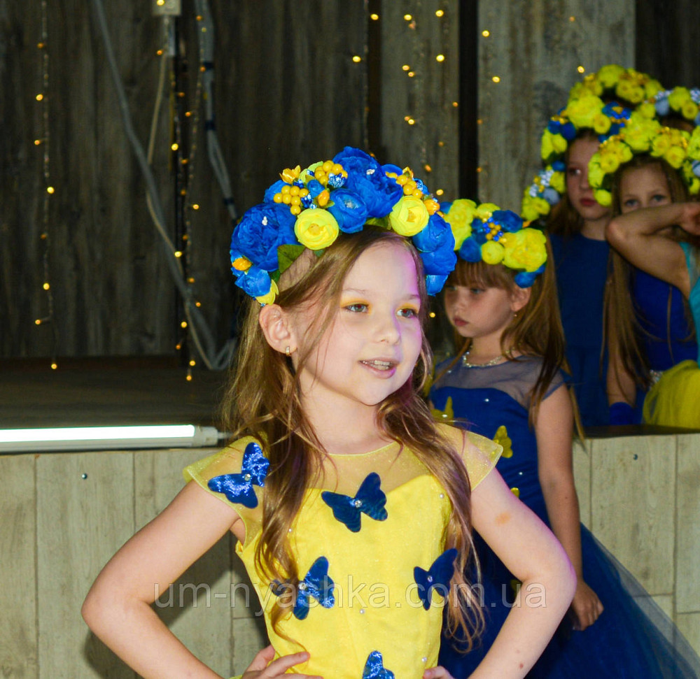 Ободок обруч з квітами "Піони великий жовто-синій" Кривий Ріг - фото 5