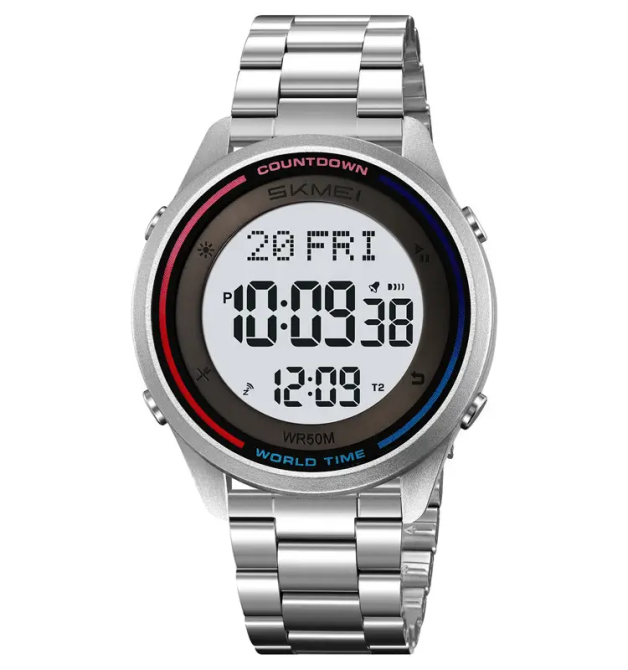 Годинник чоловічий наручний спортивний Skmei 2412 зі сталевим браслетом (Сріблястий) Вінниця - фото 1