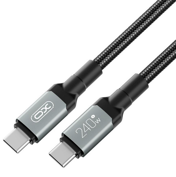 Кабель XO NBQ264A High Power Braided Type-C to Type-C - 240W - 2m Black (7102293) Київ - фото 2