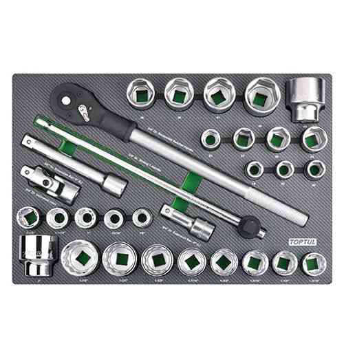 Набір головок з тріскачкою в ложементі (метр.+дюйм) 3/4" 31ед. TOPTUL GED3108 Одеса